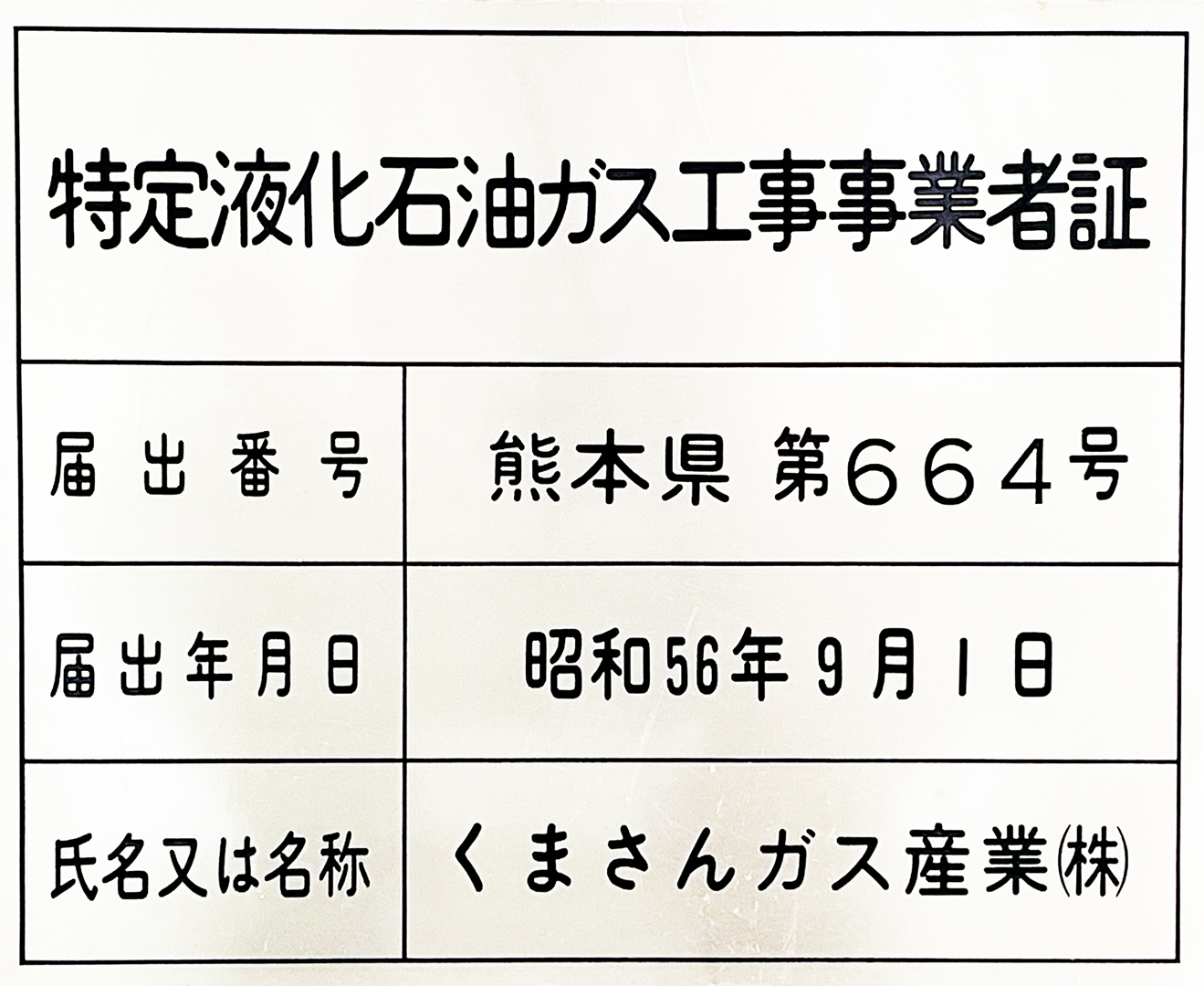 特定液化石油ガス工事事業者証